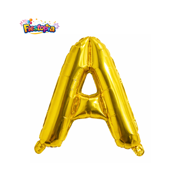 Globo Metálico Dorado Letra A 16" – Pack con 12 Piezas