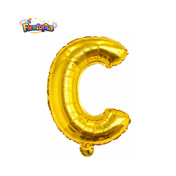 Globo Metálico Dorado Letra C 16" – Pack con 12 Piezas
