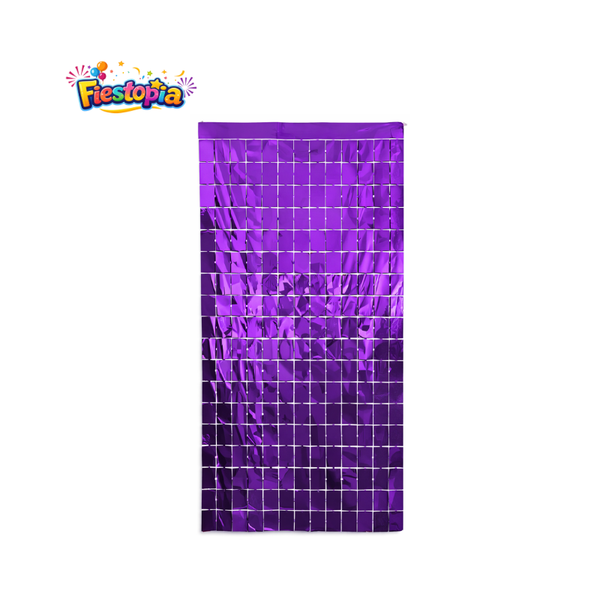 Pack de 12 Cortinas Metálicas Cuadradas Moradas