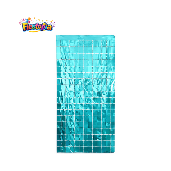 Pack de 12 Cortinas Metálicas Cuadradas Turquesa