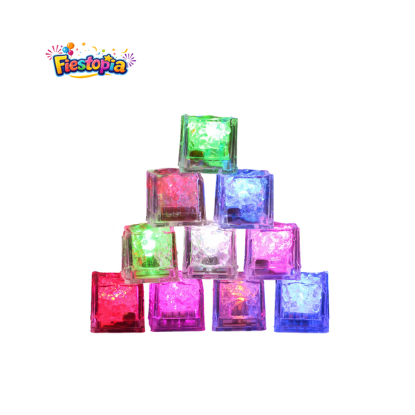 Pack de 12 Cubos de Hielo LED Multicolores Impermeables