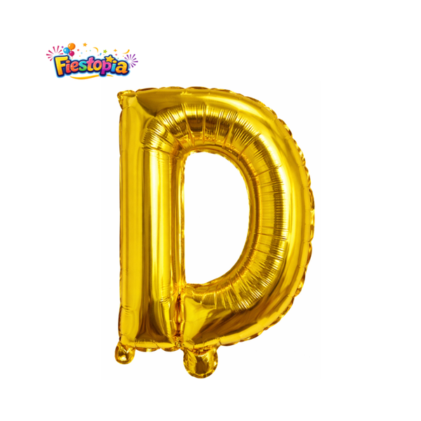 Globo Metálico Dorado Letra D 16" – Pack con 12 Piezas