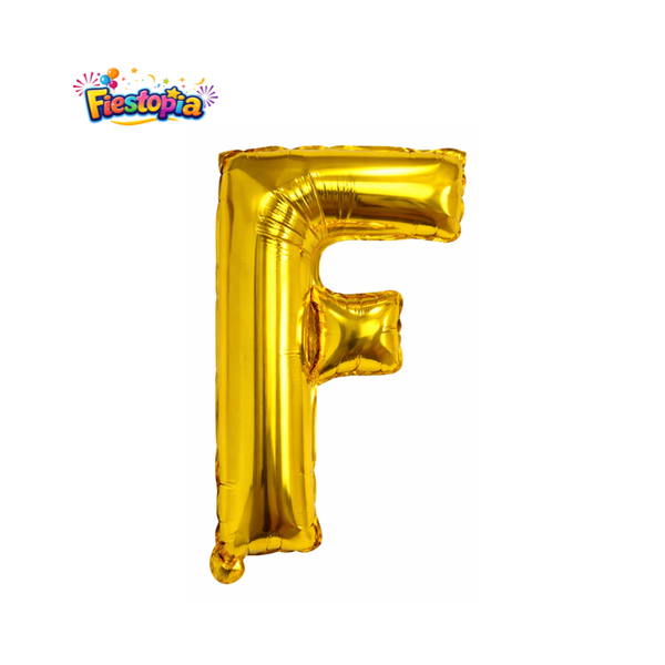 Globo Metálico Dorado Letra F 16" – Pack con 12 Piezas