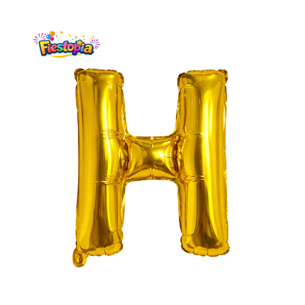 Globo Metálico Dorado Letra H 16" – Pack con 12 Piezas