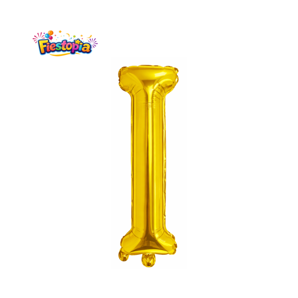 Globo Metálico Dorado Letra I 16" – Pack con 12 Piezas