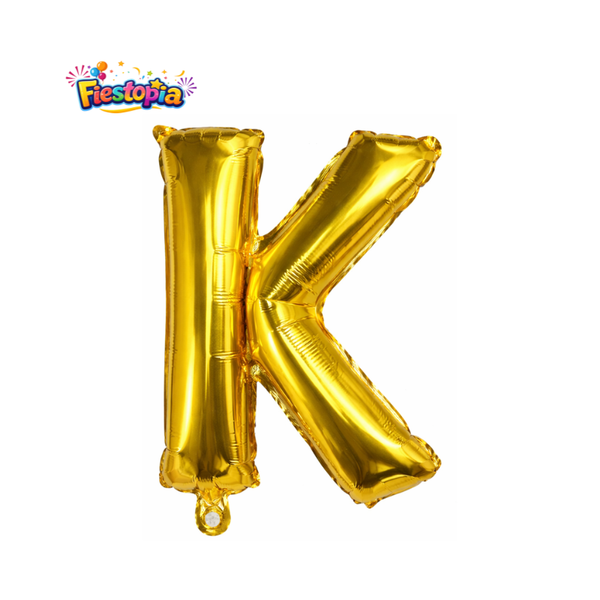 Globo Metálico Dorado Letra K 16" – Pack con 12 Piezas