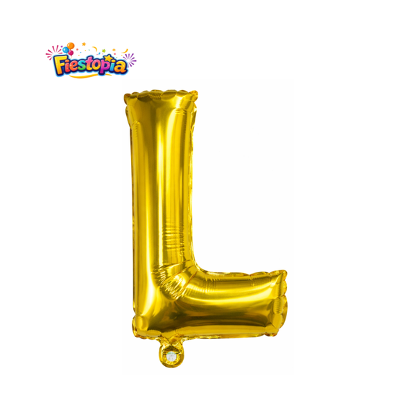 Globo Metálico Dorado Letra L 16" – Pack con 12 Piezas