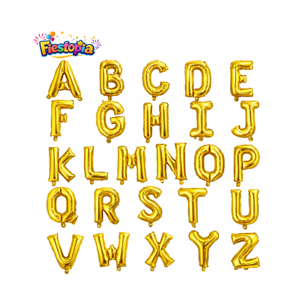 Pack 27 Globos Metálicos Dorados Letras A–Z 16”