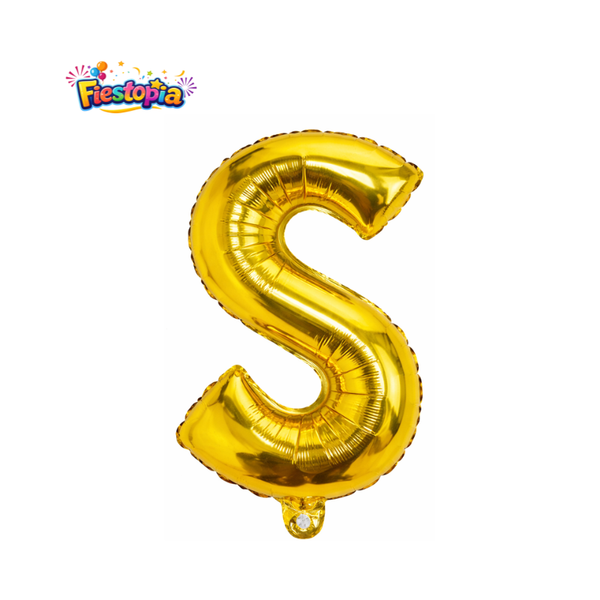 Globo Metálico Dorado Letra S 16" – Pack con 12 Piezas