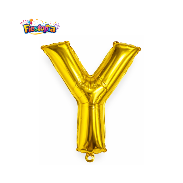 Globo Metálico Dorado Letra Y 16" – Pack con 12 Piezas