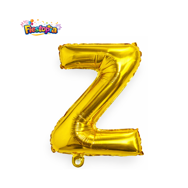 Globo Metálico Dorado Letra Z 16" – Pack con 12 Piezas
