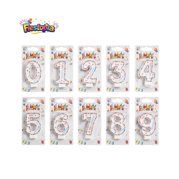 Velas de Número 0 al 9 para Pastel “Feliz Cumpleaños” Multicolor