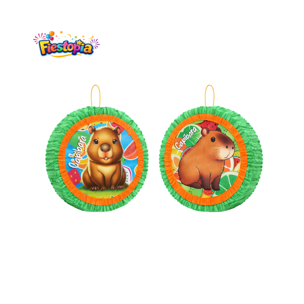 Piñata Circular de Cordón Capibara para Fiesta Infantil